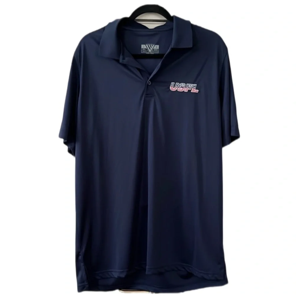 Level Wear USFL Football League Polo Shirt Size Large Blue